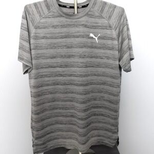 Puma Training Shirt Mens L Grey Space Dye Activewear‎ Gym Workout Top 584094-01